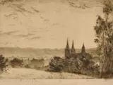 Henri van Raalte, Spires at Sunrise (Adelaide), etching