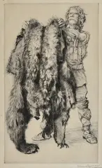 Robert Spencer, The Bear Skin, etching