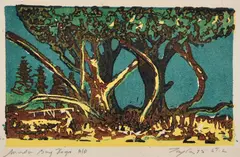 John Taylor, Morton Bay Figs, linocut A/P
