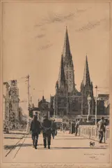 Victor Cobb, St Pauls from Princes Bridge, 1932, etching 1/75