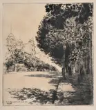 Victor Cobb, Sunday Morning, Collins Street, 1978, etching