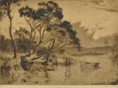 Henri van Raalte, Evening Glow c1925, drypoint etching 22/22