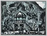 John Taylor, the Mountaineer Band Stand Wallhalla, linocut 6/10