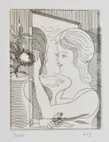 Charles Blackman, The Mirror II, etching BAT