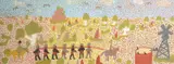 Ada Bird Petyarre, Arrested and Chained by Police for Cattle Rustling to Obtain Food circa1903, 1996, acrylic on board