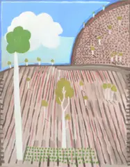 Untitled Landscape by Trevor Nickolls, acrylic on canvas, sold May 2016