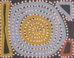 Tingari Cycle by Walala Tjapaltjarri, acrylic on canvas (2), sold May 2016