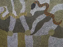 Timmy Payungka Tjapangati, Snake Dreaming, 1987, acrylic on linen