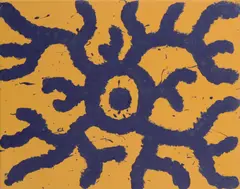 Pair of works by Michael Nelson Tjakamarra, acrylic on canvas, sold May 2016