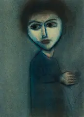 Boy in Spring Hill by Robert Dickerson, pastel, sold Sep 2016
