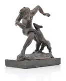 Lenore Boyd, Man and Dog, bronze on marble base