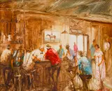The Obliging Publican, Kogan Hotel, QLD by Hugh Sawrey, oil on board, sold Sep 2016