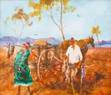 The Rabbiter's Catch by Hugh Sawrey, oil on board, sold Sep 2016