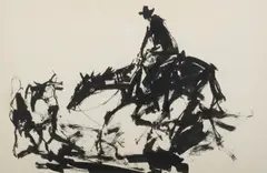Hugh Sawrey, Stockman II, ink on paper