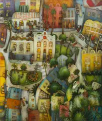 Bryan Bulley, Town Centre (The Bathers), acrylic on linen