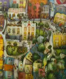 Bryan Bulley, Town Centre (The Bathers), acrylic on linen