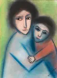 Robert Dickerson, Mother and Child, pastel