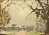 M. J. MacNally, View Towards Adelaide From North Terrace, 1936, oil on board