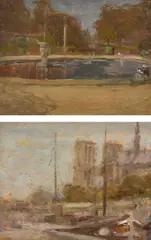 Elizabeth Dickson Gibson, Pond In The Tuileries, Paris, oil on panel
