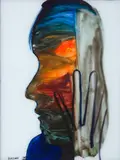 Face and Hand by Charles Blackman, 1968, oil on glass, sold Jun 2016