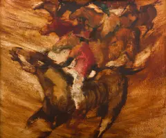 Horseman by Jacqueline Hick, oil on board, sold Jun 2016