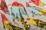 David Bromley, Rainbow Birds, oil on board