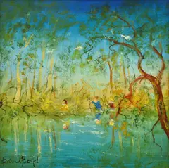 David Boyd, A Walk by the River, oil on board