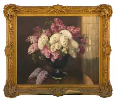 Albert John Sherman, Lilac Flowers, oil on canvas