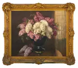Albert John Sherman, Lilac Flowers, oil on canvas