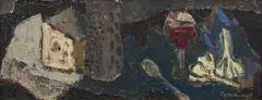 Elisabeth Cummings, Preparing for Pasta, 1992, oil on board