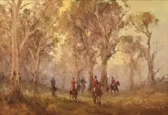 John Tiplady, HUNT AT SPRINGTON, S.A, oil on canvas