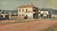 Harold Lane, COUNTRY TOWN, oil on board