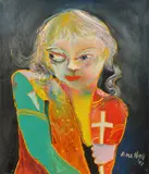 Anne Hall, Figure with Cross, 1967, oil on canvas