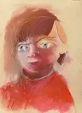 Anne Hall, Boy in Red, pastel on paper