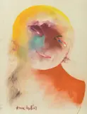 Anne Hall, Blue Eyed Figure with Yellow Hair, 1967, pastel on paper