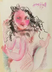 Pink Dancer by Anne Hall, 1977, pastel on paper, sold Mar 2016