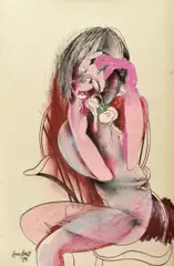 Clutching Keys by Anne Hall, 1978, pastel on paper, sold Mar 2016