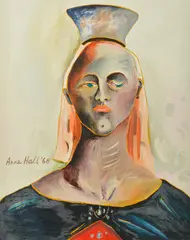 Figure with Headdress by Anne Hall, 1968, oil on canvas, sold Mar 2016