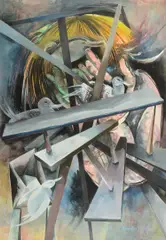 The Staircase by Anne Hall, 1980, watercolour, pastel and gouache on paper, sold Mar 2016
