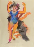 Anne Hall, Dancer in Motion, pastel on paper