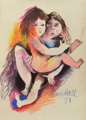 Lovers by Anne Hall, 1977, pastel on paper, sold Mar 2016