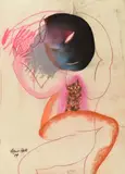 Anne Hall, Lady with Cat, 1979, pastel on paper
