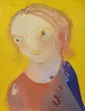 Anne Hall, Portrait with Yellow Background, oil on canvas