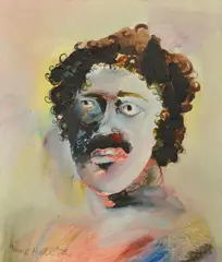 Man with Moustache by Anne Hall, 1978, oil on canvas, sold Mar 2016