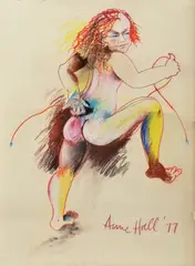 Anne Hall, Red String, 1977, pastel on paper