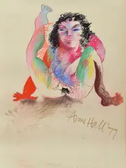 Naughty Nude by Anne Hall, 1977, pastel on paper, sold Mar 2016