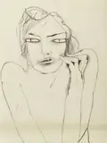Anne Hall, Study of a Staring Figure, charcoal on paper