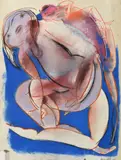 Anne Hall, Entwined Figures on Blue Background