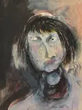 Anne Hall, Possible Self Portrait with Baby, 1979, ink and charcoal on paper