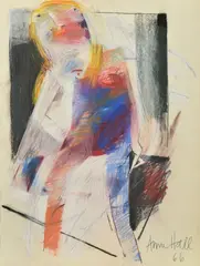 Abstract Figure in Motion by Anne Hall, 1966, pastel on paper, sold Mar 2016